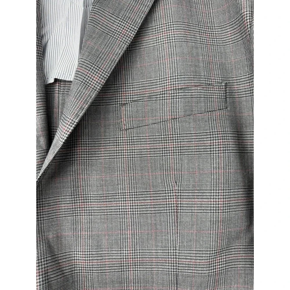 Brooks Brothers Mens 46R Classic Fit Blazer Grey Red Glen Plaid Wool Jacket 46 R